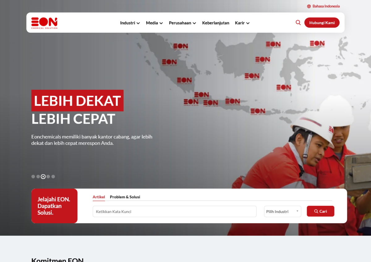 homepage website chemicals di Indonesia eonchemicals.com