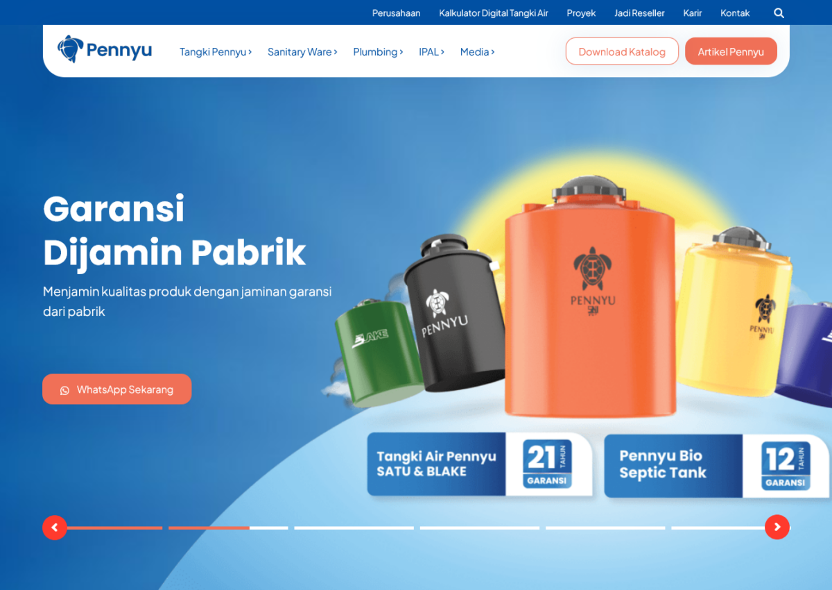 homepage perusahaan sanitasi pennyu.co.id