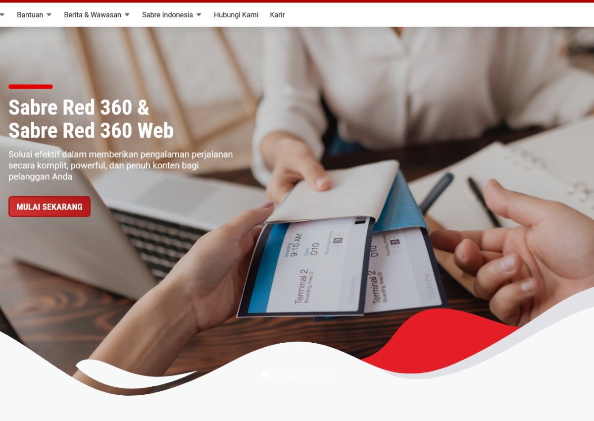 homepage perusahaan penyedia sistem perjalanan terbesar di Indonesia sabretn.co.id